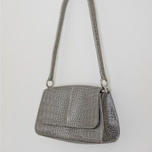 Liz Claiborne Croc-Embossed Shoulder Bag in Gray